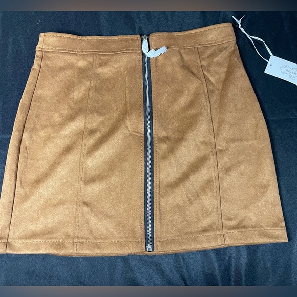 Dresses & Skirts - Bellivera Womens Size L Faux Suede Mini Skirt With Front Zipper Brown/camel